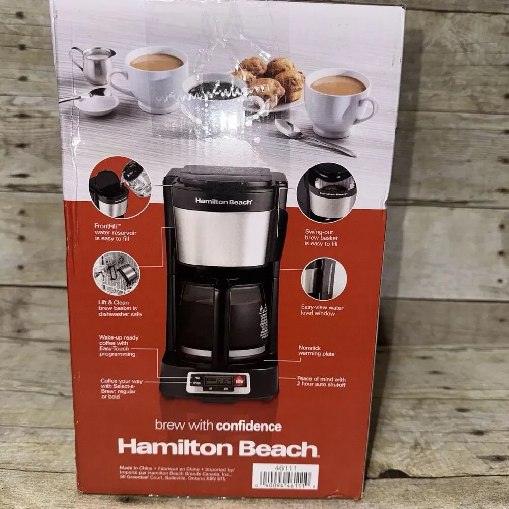 New In Box Hamilton Beach FrontFill Compact 5 Cup Coffee Maker Black In Color